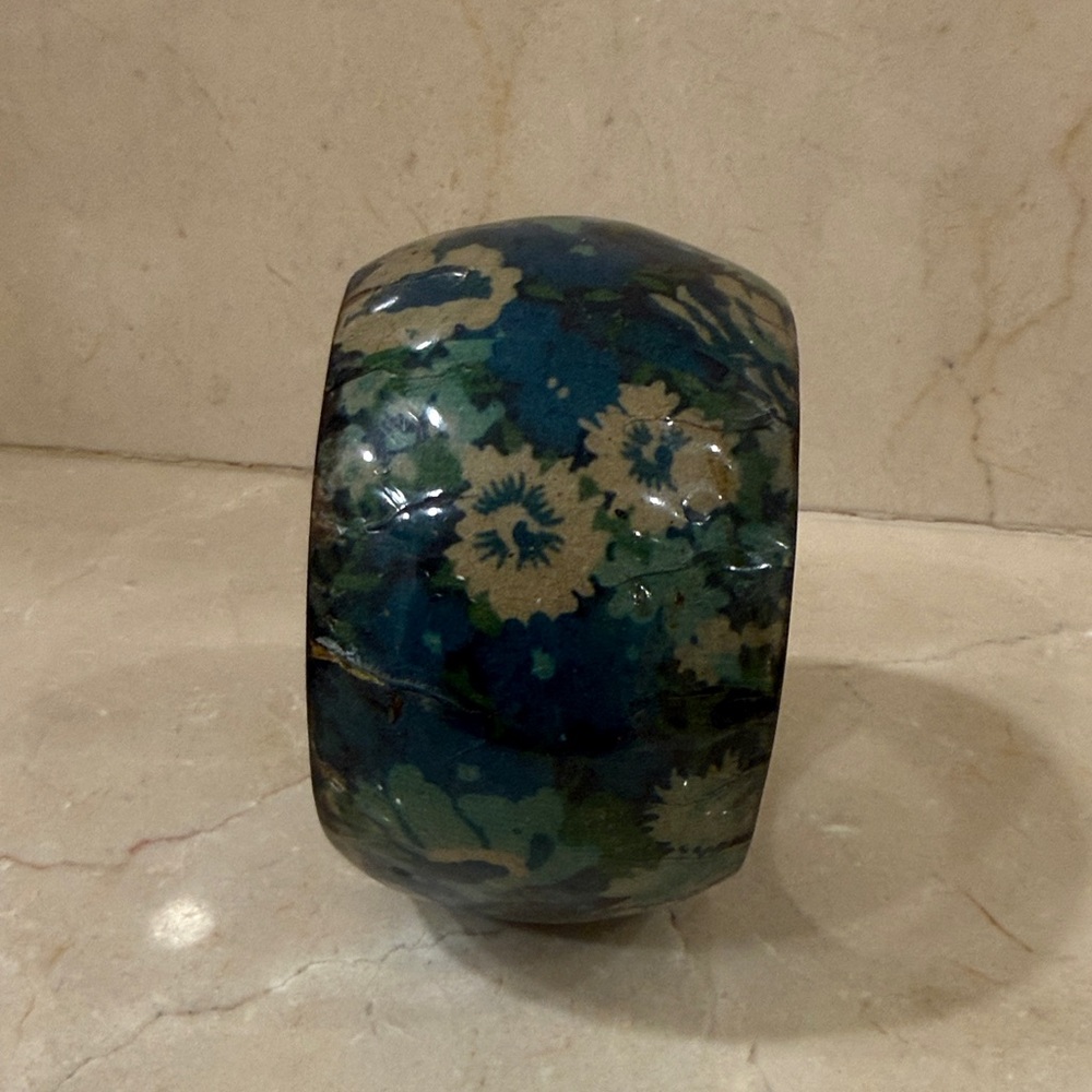Blue and Green Floral Resin Bangle Bracelet